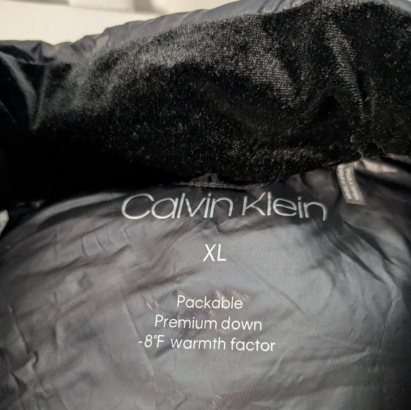 Calvin Klein Women's Hooded Packable Down Puffer Coat Jacket XL Black - Picture 6 of 11